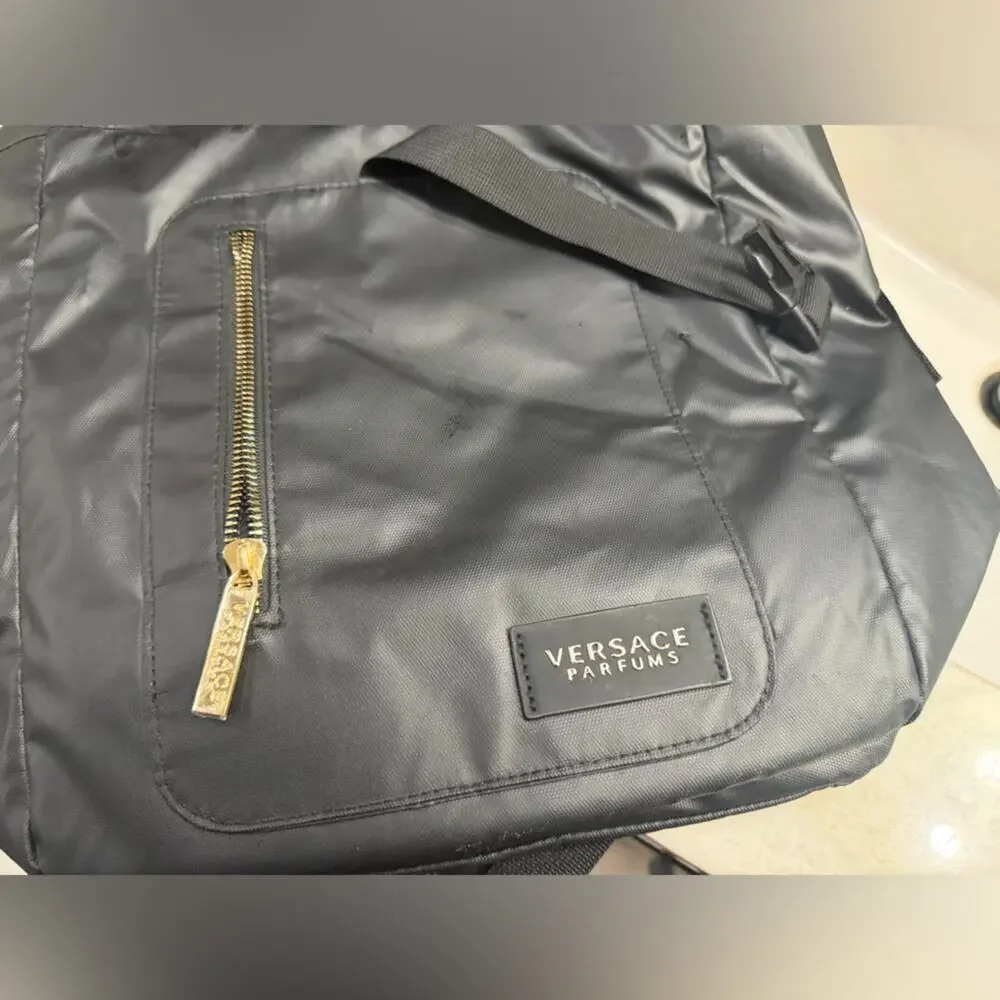 Versace Parfums Men’s Backpack in Black and Gold